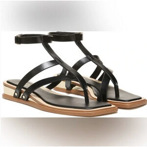 NWT Franco Sarto Sybil Thong Sandal 8.5 Black Women's Square Toe 90s Y2K